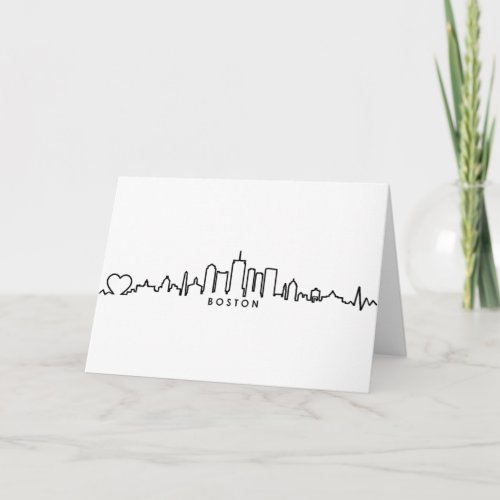 BOSTON Massachusetts USA City Skyline Silhouette Card