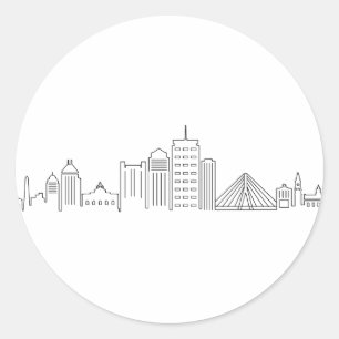 BOSTON Massachusetts USA City Skyline Silhouette Classic Round Sticker