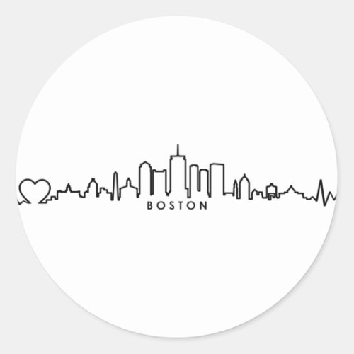 BOSTON Massachusetts USA City Skyline Silhouette Classic Round Sticker