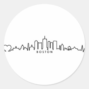 BOSTON Massachusetts USA City Skyline Silhouette Classic Round Sticker