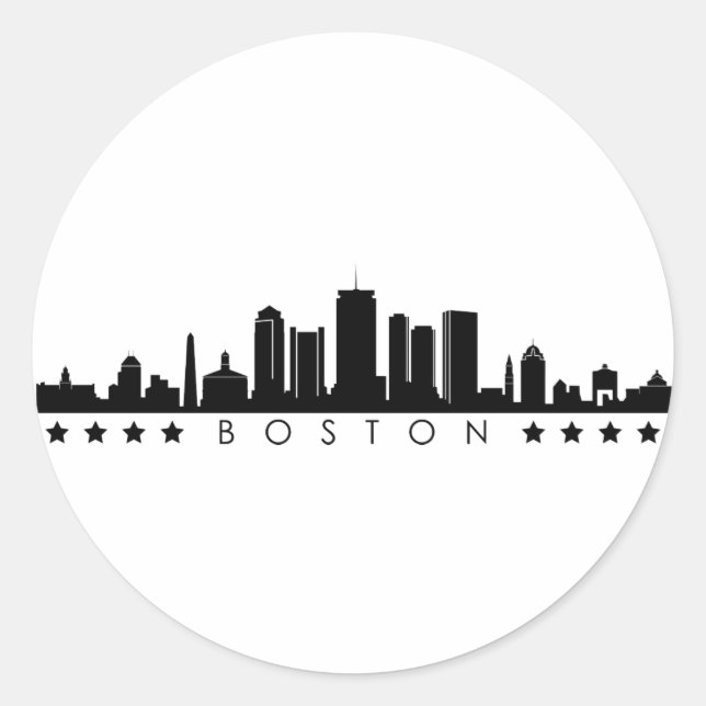 BOSTON Massachusetts USA City Skyline Silhouette Classic Round Sticker (Front)
