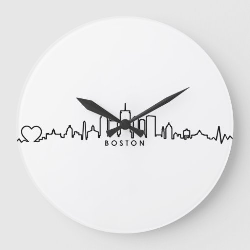 BOSTON Massachusetts USA City Skyline Silhouette Large Clock