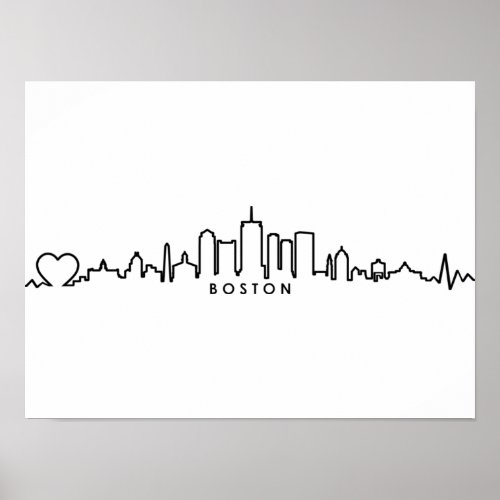 BOSTON Massachusetts USA City Skyline Silhouette Poster