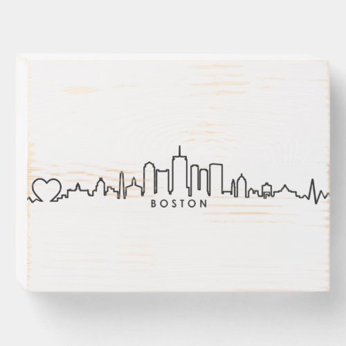 BOSTON Massachusetts USA City Skyline Silhouette Wooden Box Sign