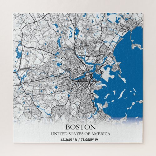 Boston Massachusetts USA Travel City Map Jigsaw Puzzle