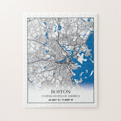 Boston Massachusetts USA Travel City Map Jigsaw Puzzle