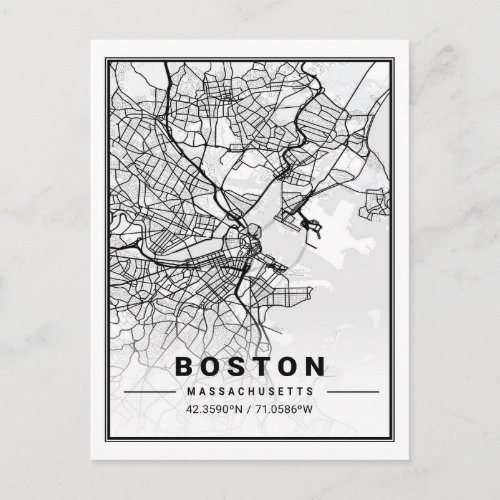 Boston Massachusetts USA Travel City Map Postcard