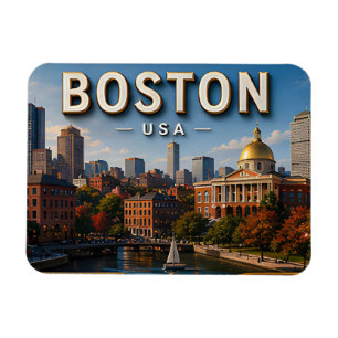 Boston Massachusetts Vacation Souvenir Gift Magnet