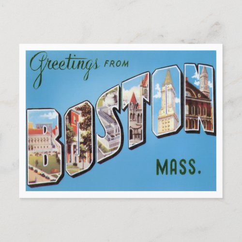 Boston Massachusetts Vintage Big Letters Postcard