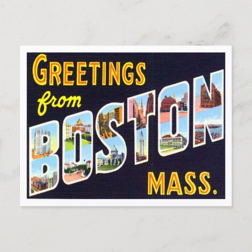 Boston Massachusetts Vintage Big Letters Postcard