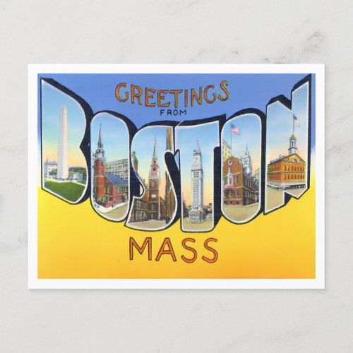 Boston Massachusetts Vintage Big Letters Postcard