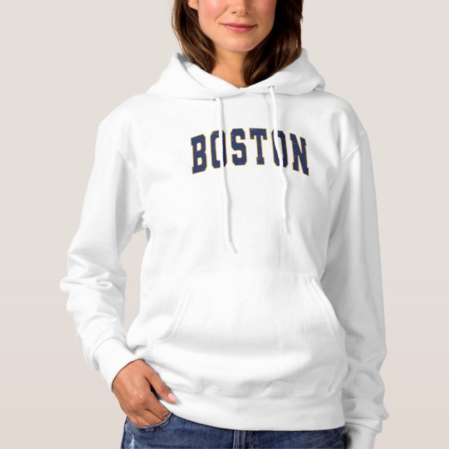 Boston Massachusetts Vintage College Style Hoodie (Front)