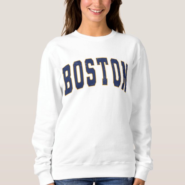 Boston Massachusetts Vintage College Style Sweatshirt (Front)