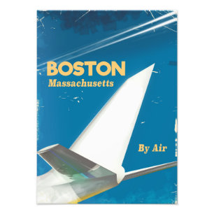 Boston Massachusetts vintage flight poster