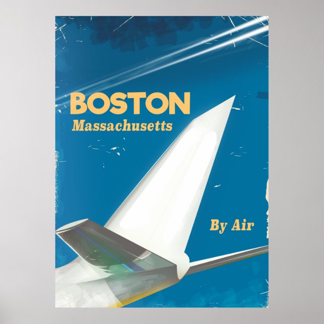 Boston Massachusetts vintage flight poster (Front)