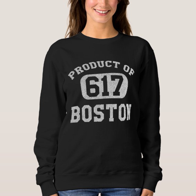 Boston Massachusetts Vintage Retro Area Code  1 Sweatshirt (Front)