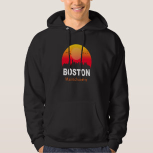 Boston Massachusetts Vintage Sunset Retro City Sta Hoodie