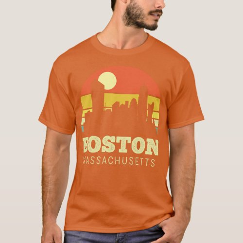 Boston Massachusetts Vintage Sunset T_Shirt