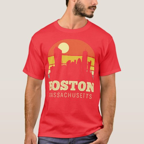 Boston Massachusetts Vintage Sunset T_Shirt