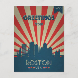 Boston Massachusetts Vintage Travel advertising Postcard