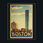 Boston Massachusetts Vintage Travel Postcard<br><div class="desc">Boston Massachusetts design in Vintage Travel style featuring the Boston Harbor with skyline view.</div>