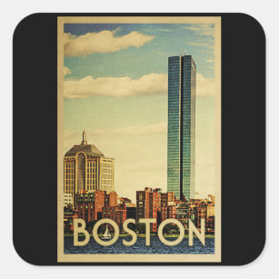 Boston Massachusetts Vintage Travel Square Sticker