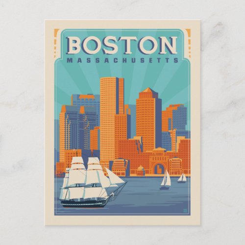 Boston Massachussetts  Save the Date Announcement Postcard