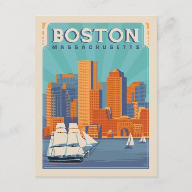 Boston, Massachussetts | Save the Date Announcement Postcard (Front)