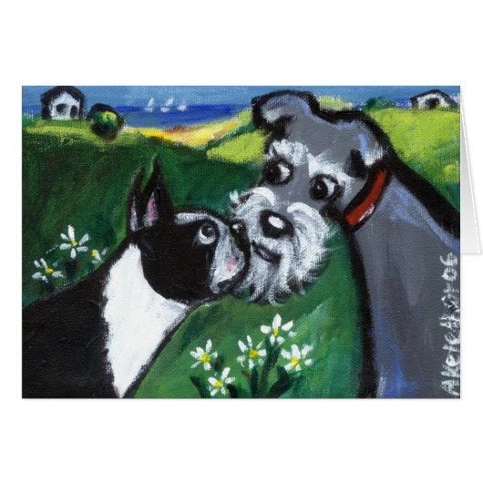 boston meets schnauzer cards (Front Horizontal)