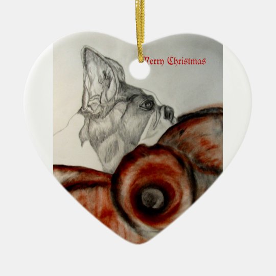Boston - Merry Christmas Ceramic Ornament