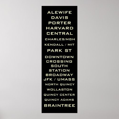 Boston Metro Subway Sign Art _ Redline