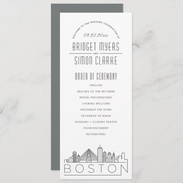 Boston | Modern Deco Wedding Program (Front/Back)