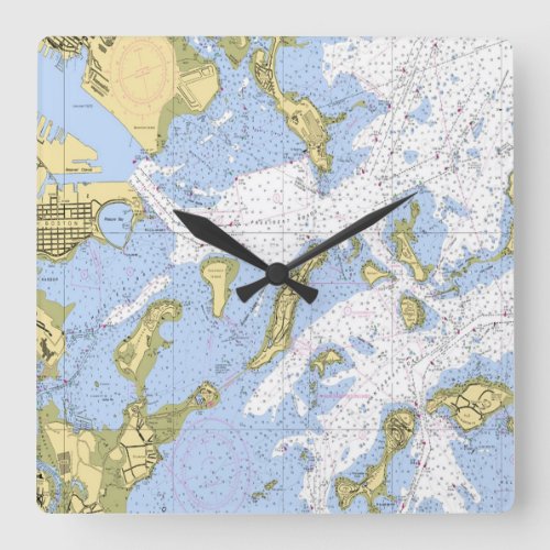 Boston Nautical Map clock