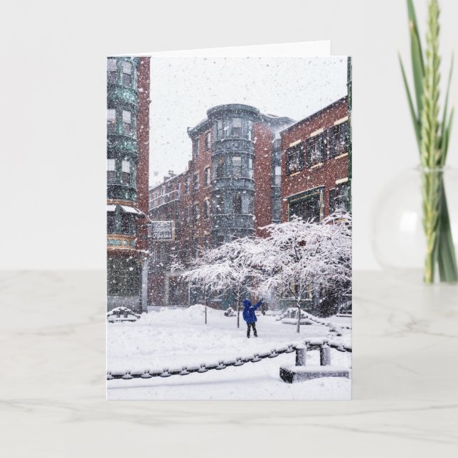 Boston North End Winter greeting card (Front)