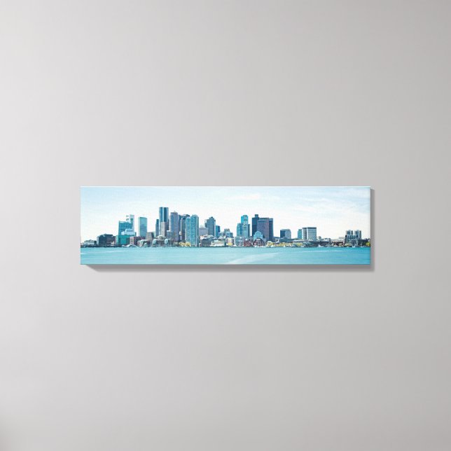 Boston Panoramic Skyline Harbor View Canvas Print (Front)