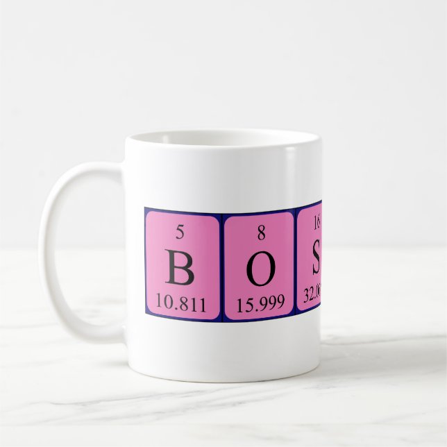 Boston periodic table name mug (Left)
