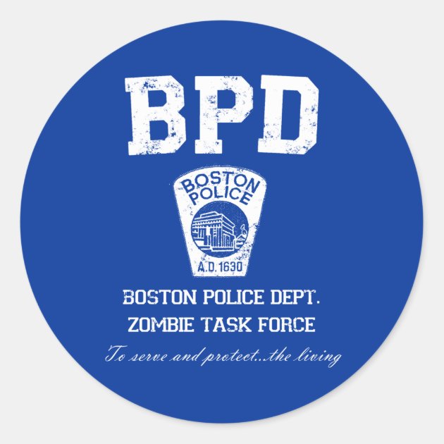 Boston Police Department Zombie Task Force Classic Round Sticker | Zazzle