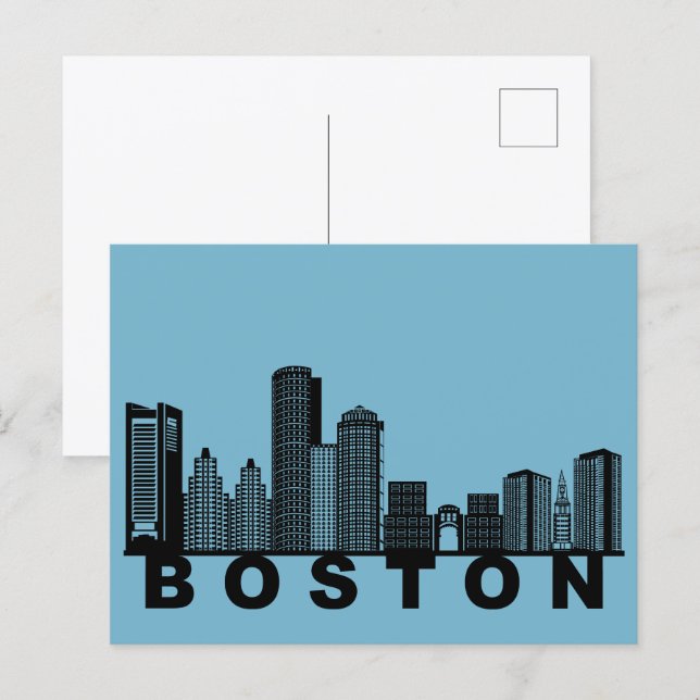 Boston Postcard – Iconic Skyline Silhouette  (Front/Back)