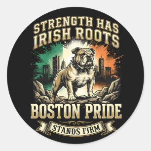 Boston Pride Irish Roots Bulldog Classic Round Sticker