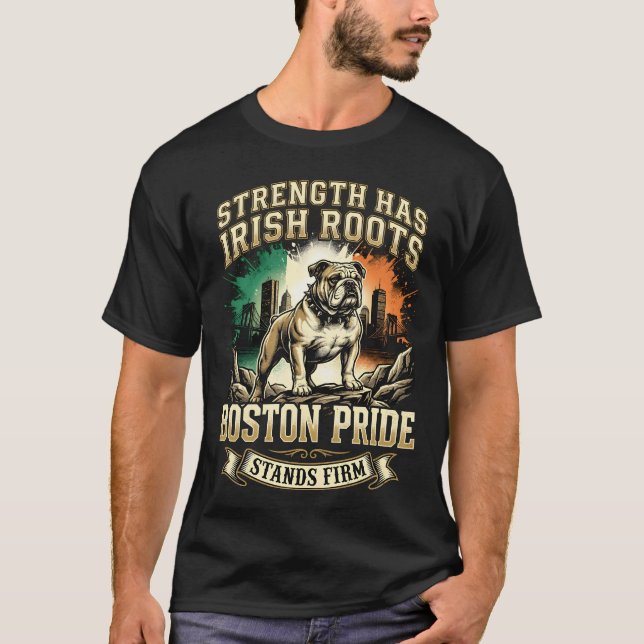 Boston Pride Irish Roots Bulldog T-Shirt (Front)