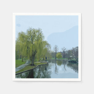 Boston Public Garden Massachusetts Painting Napkins