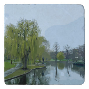 Boston Public Garden Massachusetts Painting Trivet