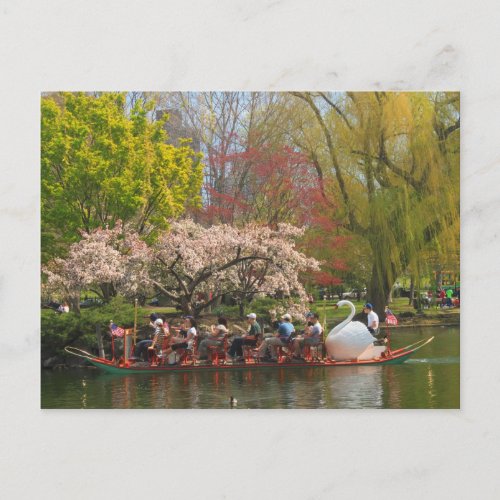 Boston Public Garden Swan Boat in Spring Postcard