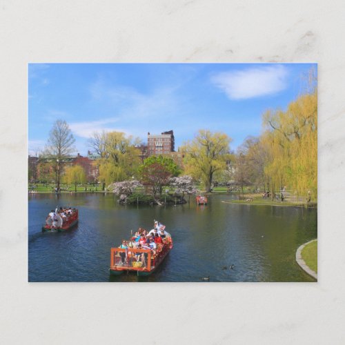 Boston Public Garden Swan Boats in Spring Postcard