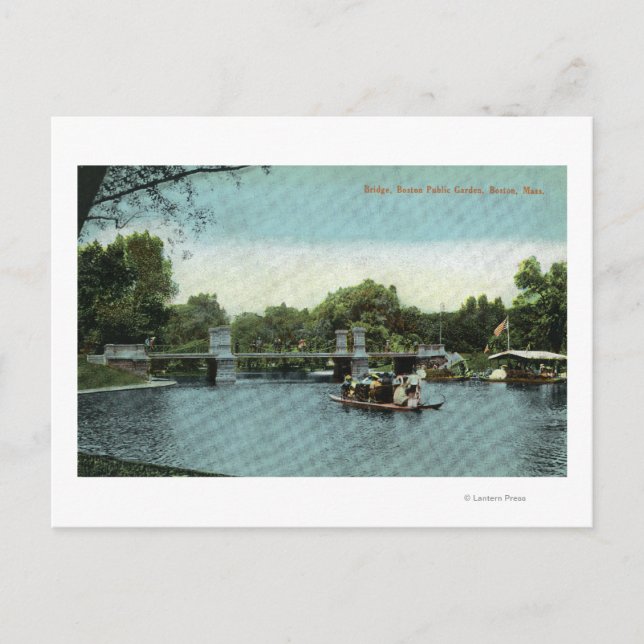 Boston Public Garden View of the Bridge Postcard (Front)