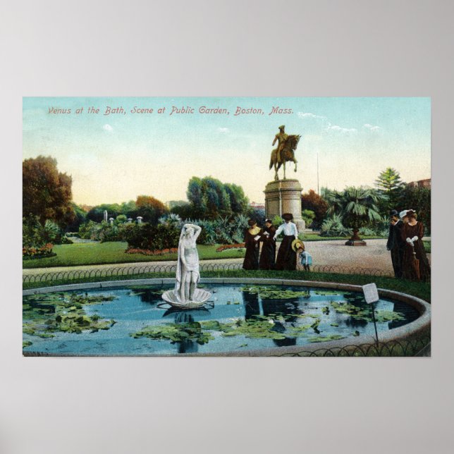 Boston Public Garden View of Venus at the Bath Poster (Front)