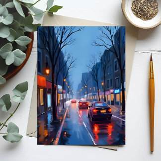 Boston Rain | Downtown City Street Massachusetts Postcard