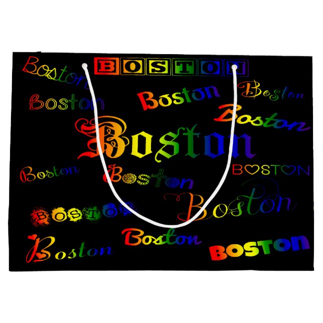 Boston Rainbow Fonts Large Gift Bag (Back)