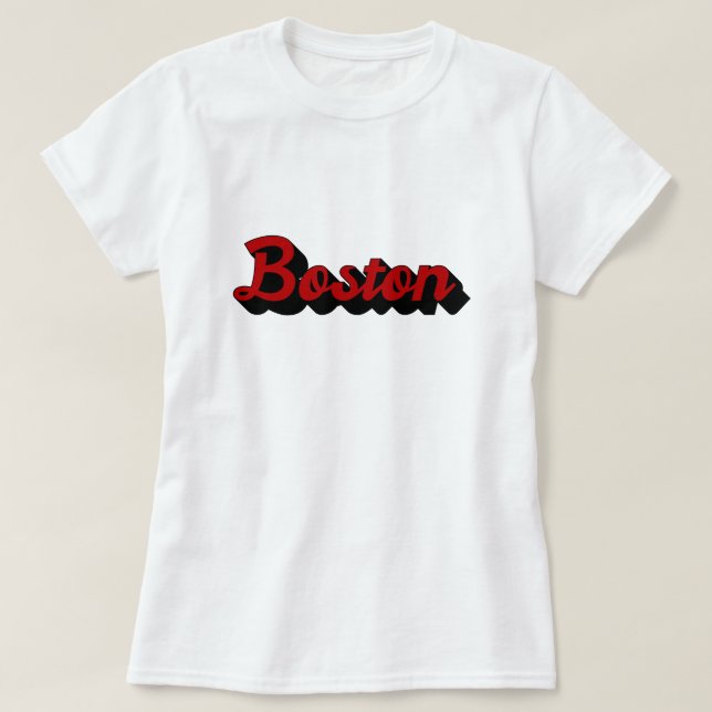 Boston Red and Black T-Shirt (Design Front)