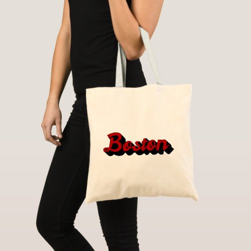 Boston Red and Black Tote Bag